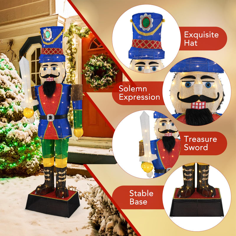 Load image into Gallery viewer, Goplus 6 FT Lighted Nutcracker with Sword, Life-Size Soldier Christmas Decoration with 110 LED Lights
