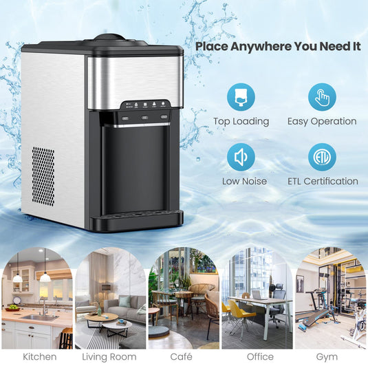 Countertop Water Cooler Dispenser with Ice Maker, 3 in 1 Top-Loading Hot & Cold Water Dispenser 5 Gallon
