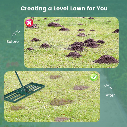 Goplus Lawn Leveling Rake, Heavy Duty Level Lawn Tool w/ Ergonomic Handle for Soil