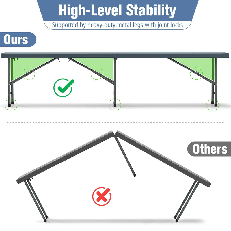 Load image into Gallery viewer, Goplus 6 Feet Plastic Folding Bench, Portable Foldable Bench Seat with 1320 LBS Capacity
