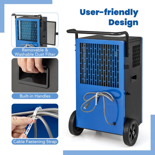 215 Pints Commercial Dehumidifier w/Drain Hose, Industrial Heavy Duty Dehumidifier w/ 24H Timer