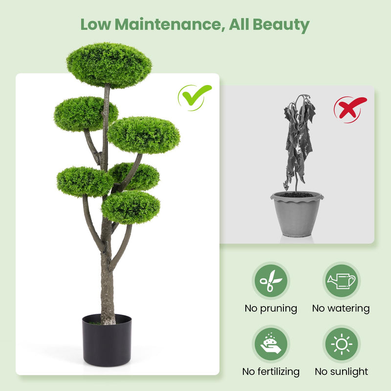 Load image into Gallery viewer, Goplus Artificial Cypress Topiary Tree, 44’’ Tall Artificial Plant, Indoor/Outdoor Topiary Trees with Cement Pot
