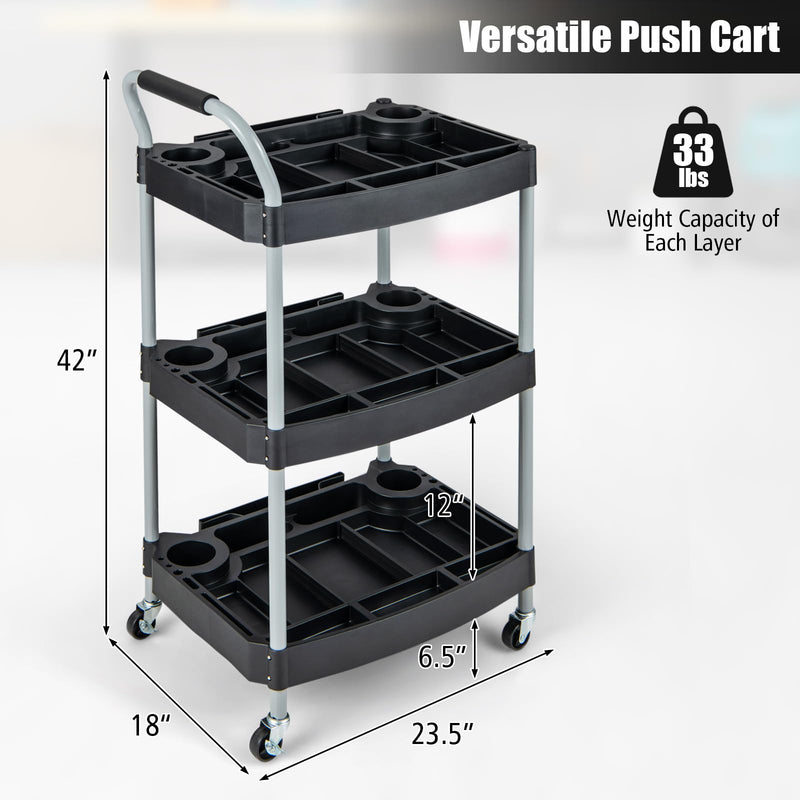 Load image into Gallery viewer, Goplus 3-Tier Rolling Tool Cart, Mobile Service Cart with Storage Compartment
