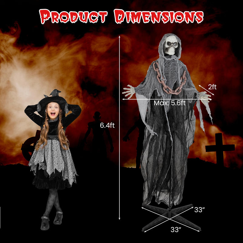 Load image into Gallery viewer, Goplus 6.4 FT Halloween Animatronic Standing Grim Reaper, Halloween Decoration with Chain
