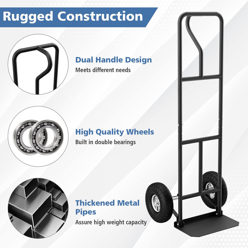 Load image into Gallery viewer, Goplus P-Handle Hand Truck, High Back Sack Barrow with 10&quot; Wheels, Built-in Double Bearings and Foldable Load Plate
