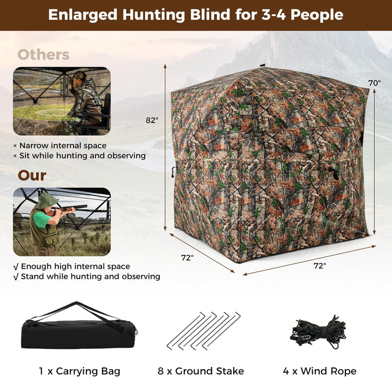 Load image into Gallery viewer, Goplus Camouflage Hunting Blind for 3-4 People, One-Way See-Through Hunting Tent w/270° Viewing Range
