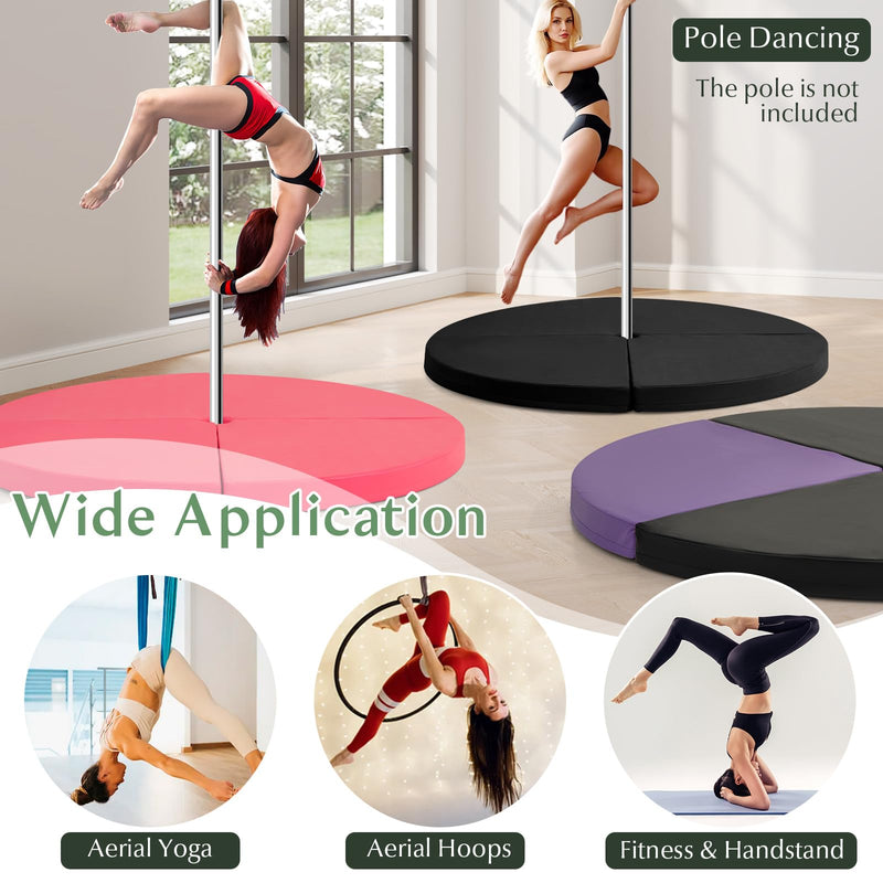 Load image into Gallery viewer, Goplus Pole Dance Crash Mat, Round Portable Yoga Mat with EPE Foam, Safety Dancing Cushion Specialized Fall Safety Padding
