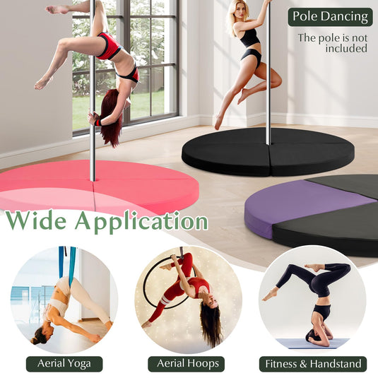 Goplus Pole Dance Crash Mat, Round Portable Yoga Mat with EPE Foam, Safety Dancing Cushion Specialized Fall Safety Padding