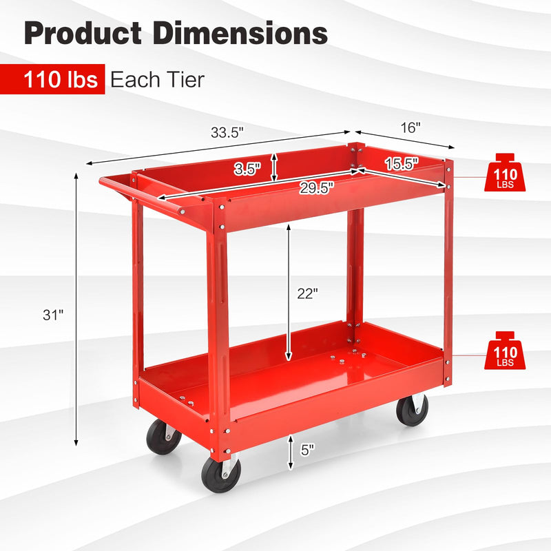 Load image into Gallery viewer, Goplus 2-Tier Utility Cart, Heavy Duty Commercial Service Tool Cart
