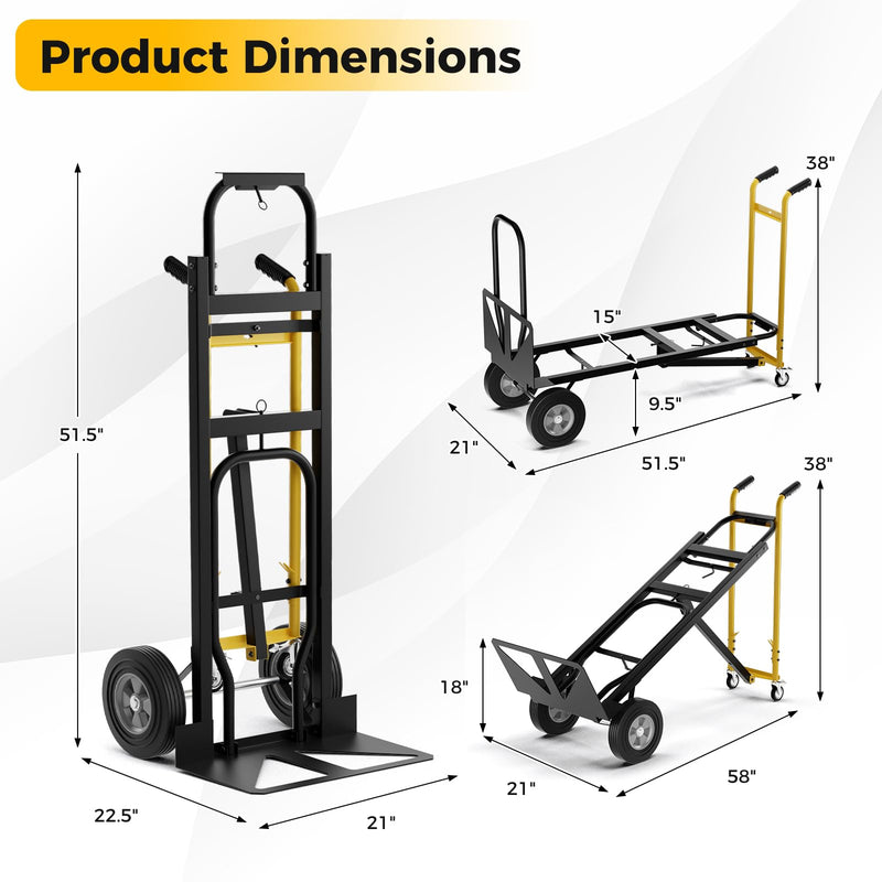 Load image into Gallery viewer, 3-in-1 Convertible Metal Dolly Cart with 4 Rubber Wheels - Goplus
