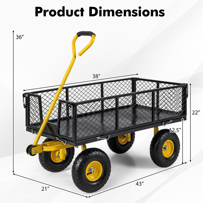 Load image into Gallery viewer, Goplus Utility Garden Wagon, Outdoor Platform Cart w/4 Removable Side Panels, 900 LBS Load Capacity (43” x 21” x 36”)
