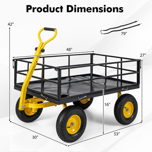 Goplus Utility Garden Wagon, Outdoor Platform Cart w/4 Removable Side Panels, 1200 LBS Load Capacity