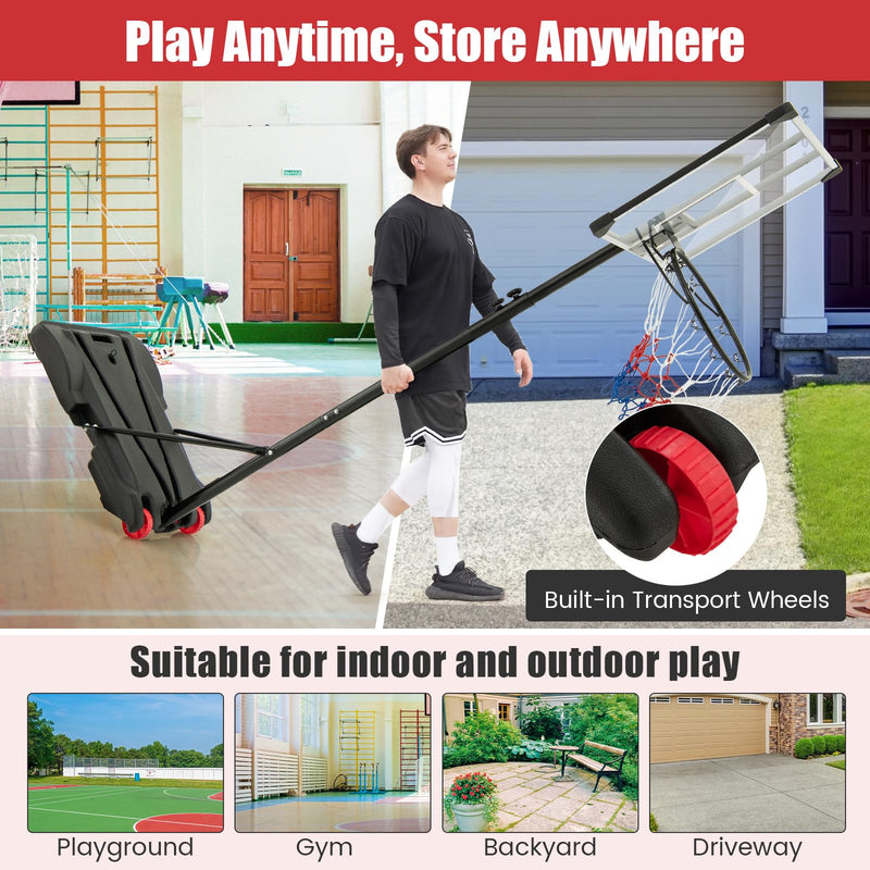 Load image into Gallery viewer, Goplus Portable Basketball Hoop Outdoor, 5.9FT-6.9FT Height Adjustable Basketball Goal System w/Fillable Base
