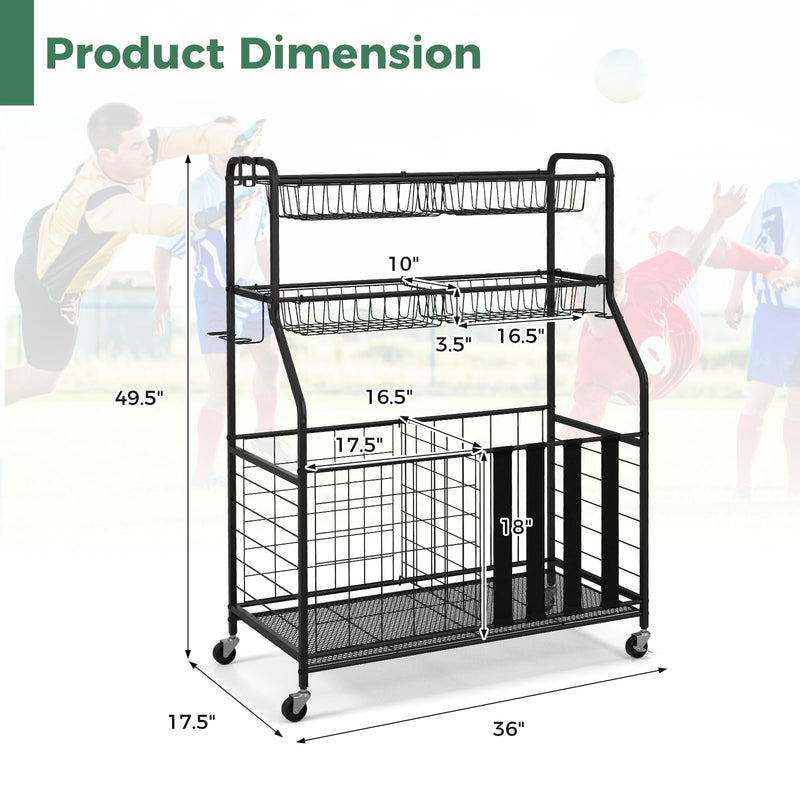 Load image into Gallery viewer, Goplus Sports Equipment Organizer for Garage, Ball Storage Rack w/Wheels
