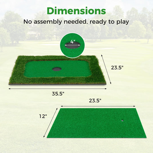 Goplus Floating Golf Green for Pool, Chipping Green Mat w/Hitting Mat, Golf Balls, Flag & Tee, Rectangle, 35.5" x 23.5"