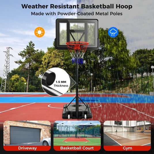 Goplus Portable Basketball Hoop Outdoor, 7.9-10 FT Basketball Goal System w/ 44 Inch Shatterproof Backboard