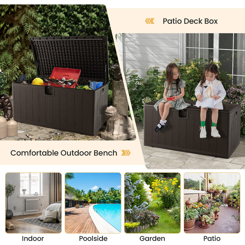 Load image into Gallery viewer, Goplus Outdoor Storage Box, 130 Gallon Waterproof Patio Storage Box with Lockable Lid, Hydraulic Support Rod for Pillows, Cushions, Toys
