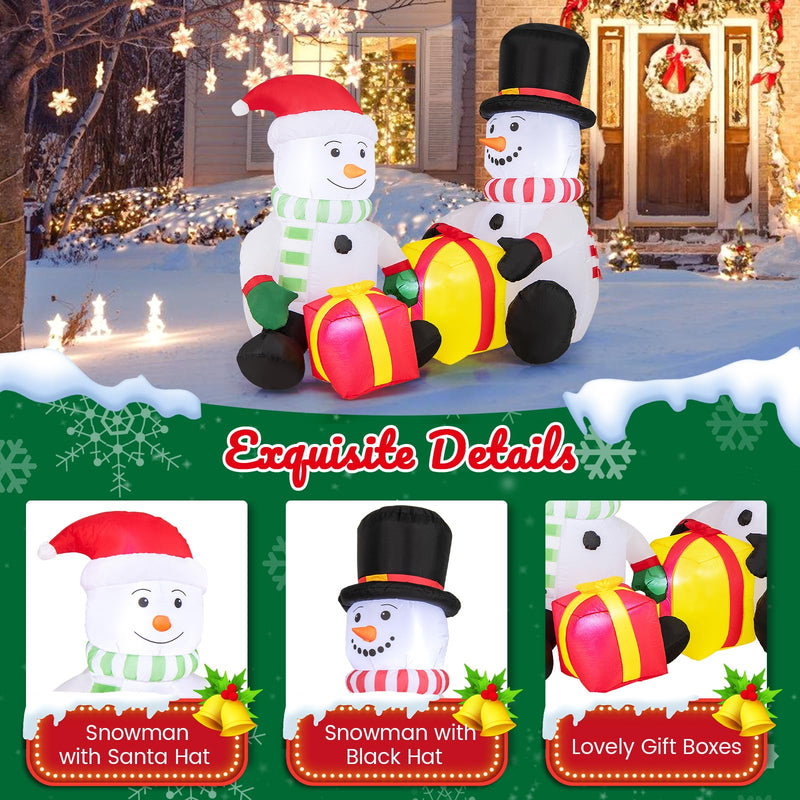 Load image into Gallery viewer, Goplus 5FT Christmas Inflatables, LED Lighted Xmas Double Inflatable Snowmen Holding Gift Boxes
