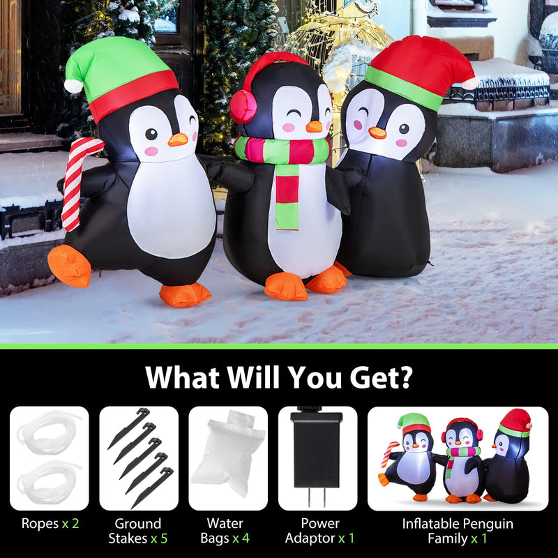 Load image into Gallery viewer, Goplus 6FT Christmas Inflatables, LED Lighted Xmas Inflatable Penguin Family Hand in Hand
