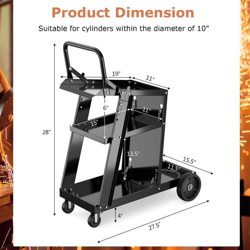 Load image into Gallery viewer, Goplus 3-Tier Welder Cart, Heavy Duty Welding Cart w/ 2 Safety Chains
