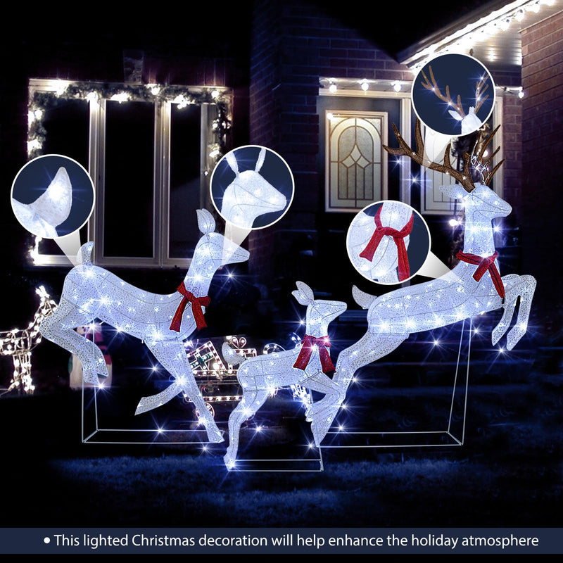 Load image into Gallery viewer, Goplus 3-Piece Large Lighted Christmas Reindeer Family, Light up Xmas Decorations w/255 LED Lights &amp; Scarves
