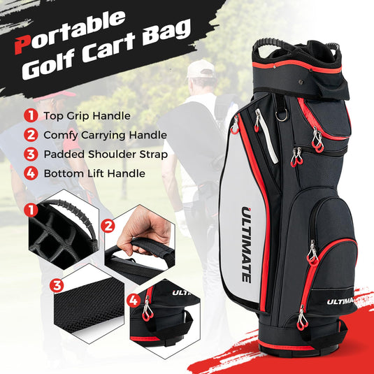 Goplus Golf Cart Bag with 14-Way Dividers, Lightweight Portable Golf Club Bag