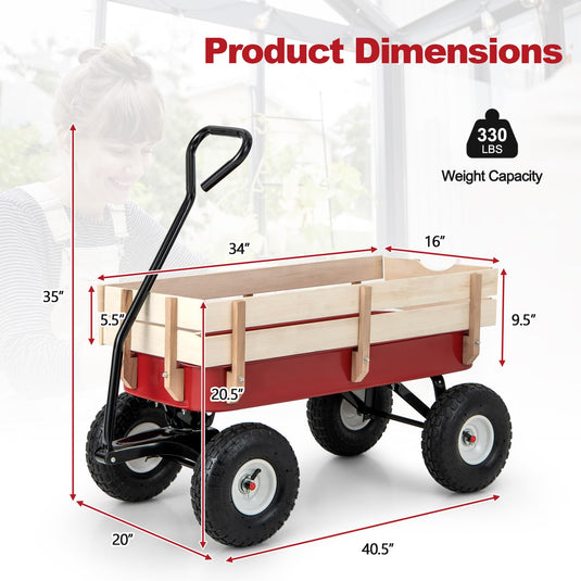Goplus Garden Cart with Wood Railing