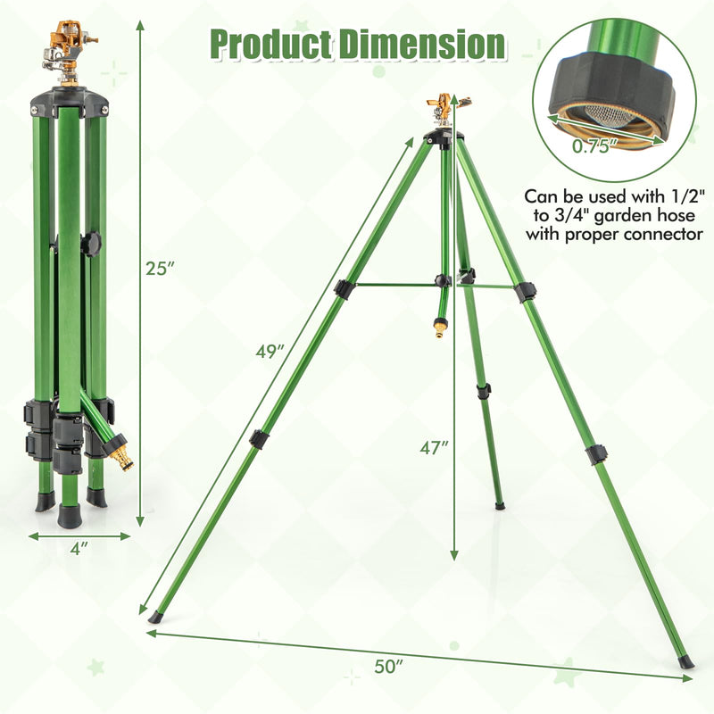 Load image into Gallery viewer, Goplus Tripod Sprinkler 2 Pack, Impact Sprinklers on Tripod Base with 360 Degree, 36-44.6FT Coverage Area, 22.5”-47” Height Adjustment
