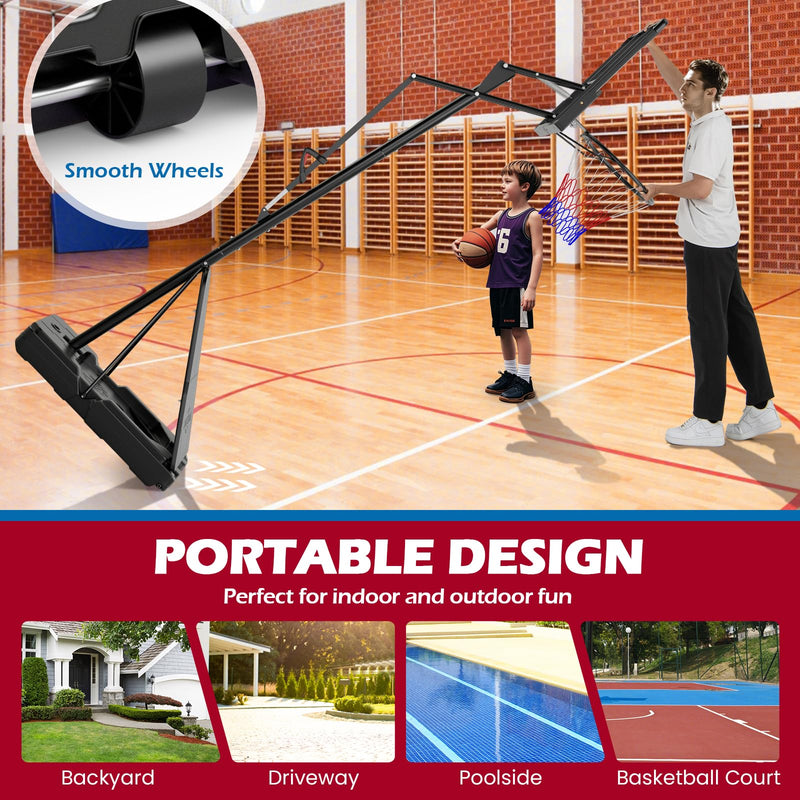 Load image into Gallery viewer, Goplus Basketball Hoop Outdoor, 4.9-10 FT Quickly Height Adjusted Basketball Goal System with 44 Inch PC Backboard
