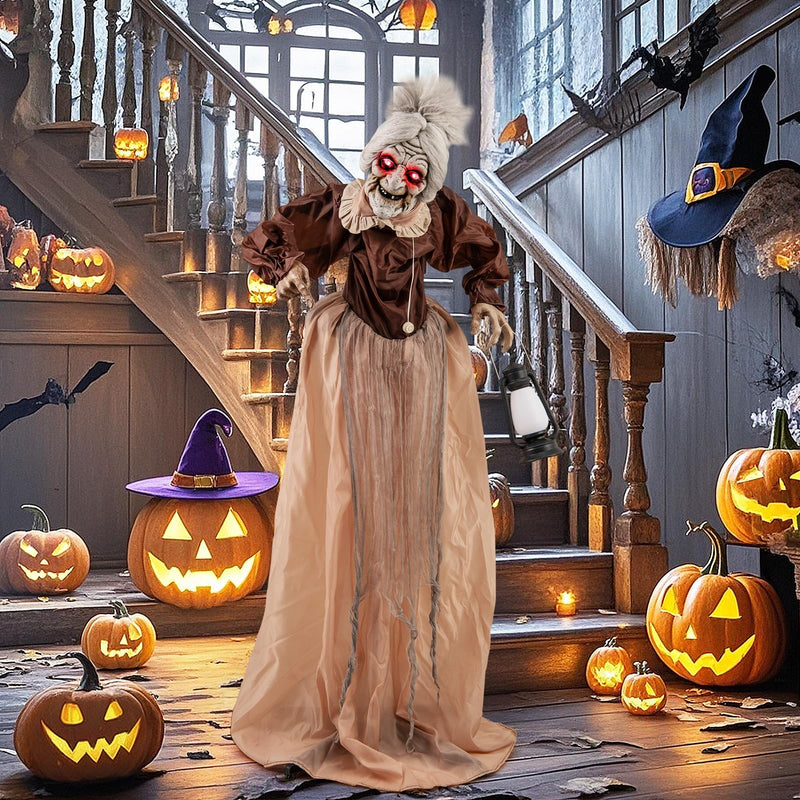 Load image into Gallery viewer, Goplus Halloween Animatronic, Talking Zombie Maid in Lantern
