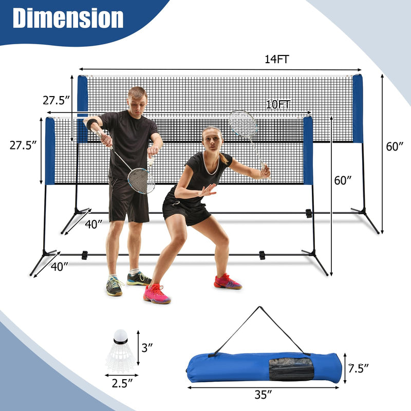 Load image into Gallery viewer, Goplus Portable Badminton Net Set, 14FT Volleyball Pickleball Net
