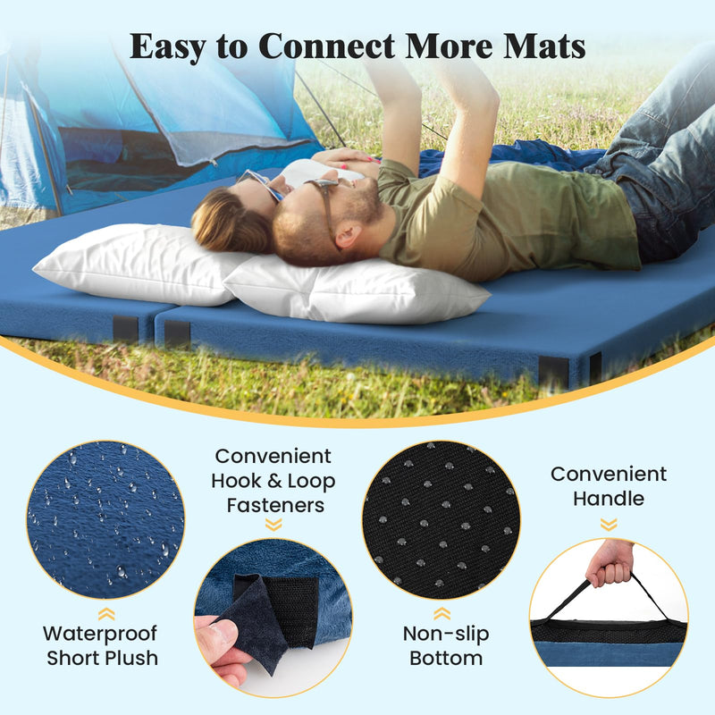 Load image into Gallery viewer, Goplus Memory Foam Camping Mattress, Portable Roll up Sleeping Pad w/Anti-Slip Bottom, Twin, 74&quot; x 38&quot;
