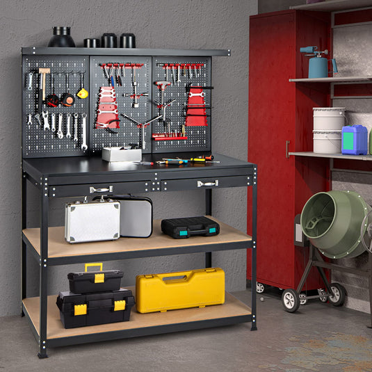 Goplus Work Bench with Pegboard