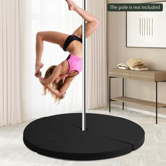 Goplus Pole Dance Crash Mat, Round Portable Yoga Mat with EPE Foam, Safety Dancing Cushion Specialized Fall Safety Padding