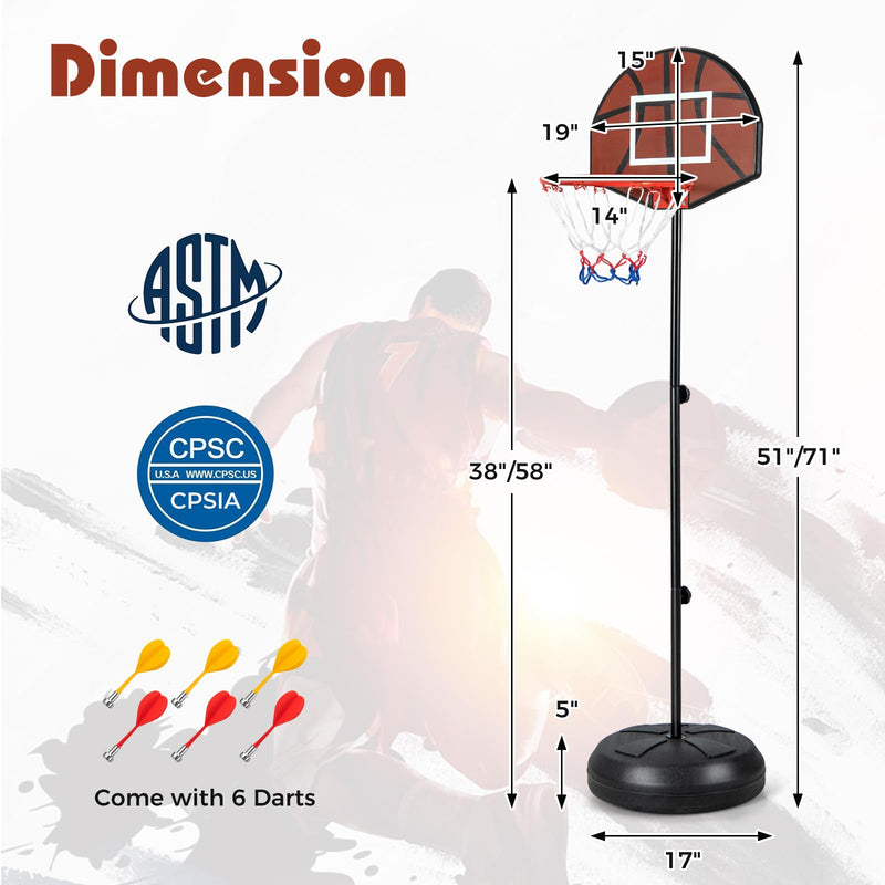 Load image into Gallery viewer, Goplus Kids Basketball Hoop, 2-in-1 Toddler Basketball Goal System with Dart Board, 6 Darts, Fillable Base
