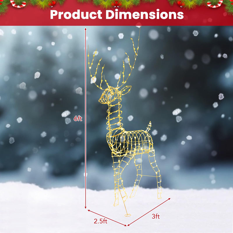 Load image into Gallery viewer, Goplus Christmas Lighted Reindeer, 6 ft 3D Festive Buck with 300 Warm White LED Lights
