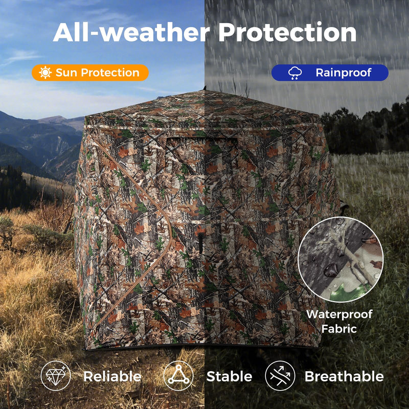 Load image into Gallery viewer, Goplus Camouflage Hunting Blind for 3-4 People, One-Way See-Through Hunting Tent w/270° Viewing Range
