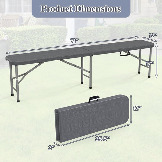 Goplus 6 FT 3-Piece Portable Picnic Table Bench Set, HDPE Wood-Like Plastic Folding Picnic Tables with Benches