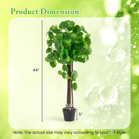 Goplus 44’’ Artificial Crabapple Tree, Tall Fake Plant in Pot with Real Wood Trunk