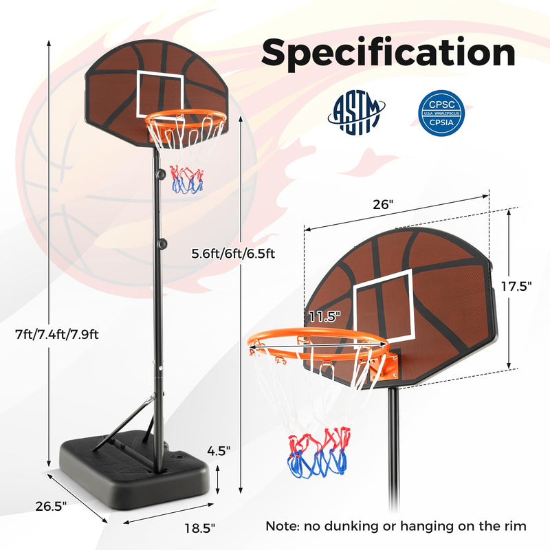 Load image into Gallery viewer, Goplus Portable Basketball Hoop Outdoor, 5.6-6.5 FT Height Adjustable Basketball Goal System with Shatterproof Backboard
