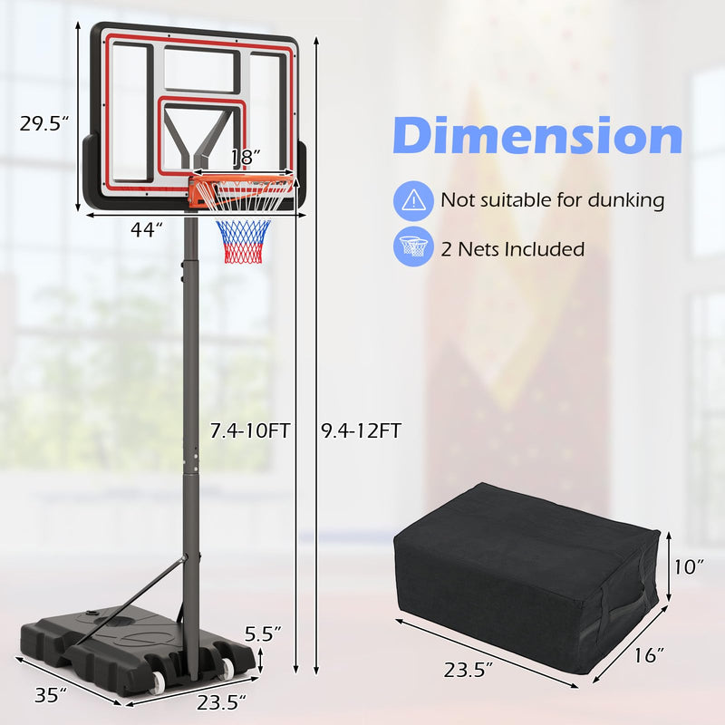 Load image into Gallery viewer, Goplus Basketball Hoop Outdoor, 7.4-10FT Quickly Height Adjustable Basketball Goal with 44 Inch Shatterproof PC Backboard
