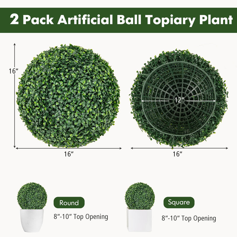 Load image into Gallery viewer, Goplus 2 PCS 16 Inch Artificial Plant Topiary Ball, Round Faux Boxwood Balls Outdoor, Wedding and Home Décor
