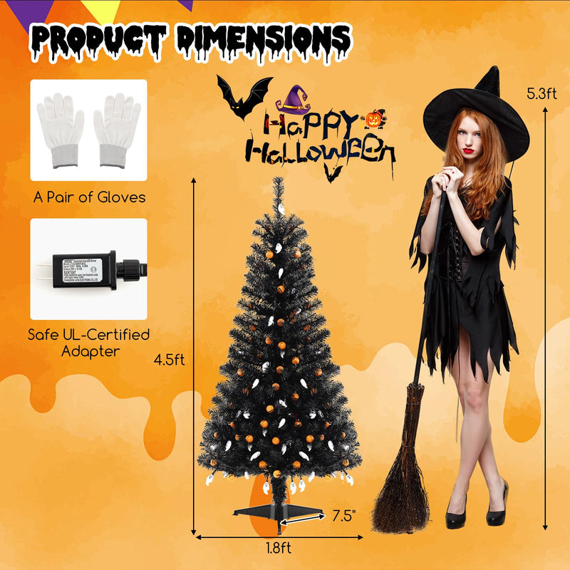 Load image into Gallery viewer, Goplus 4.5 FT Pre-Lit Halloween Tree with 6 Lighting Modes with Spooky Music Sync
