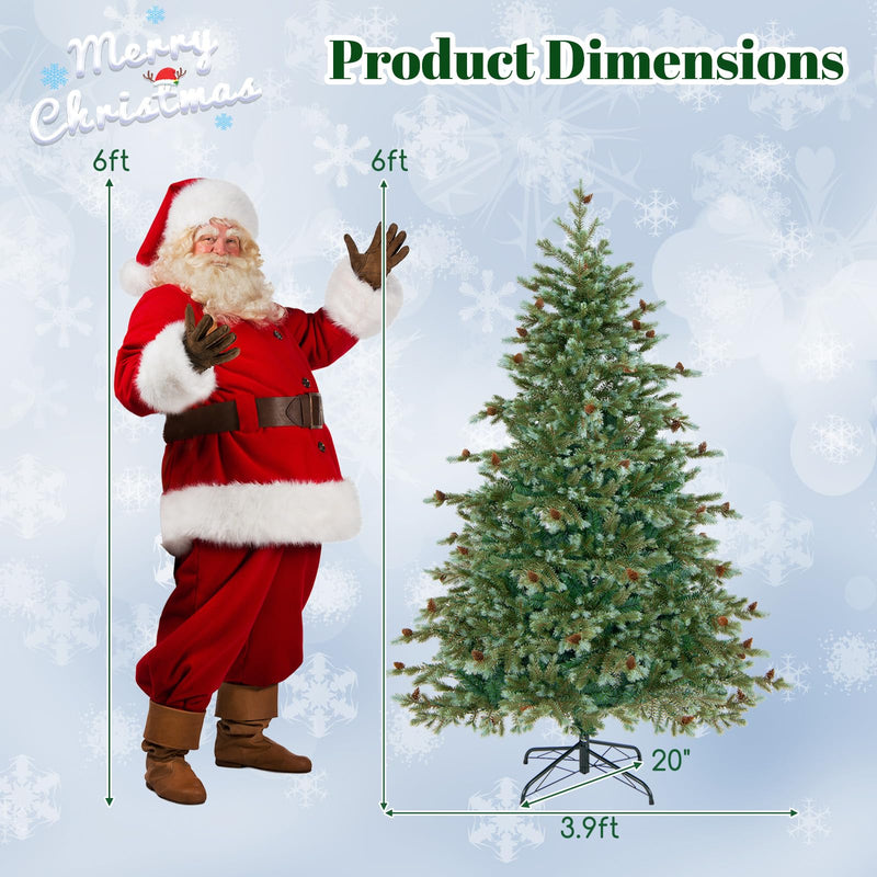 Load image into Gallery viewer, Goplus 6ft Pre-Lit Artificial Christmas Tree, Hinged Full Xmas Pine Tree with 240 Warm White LED Lights
