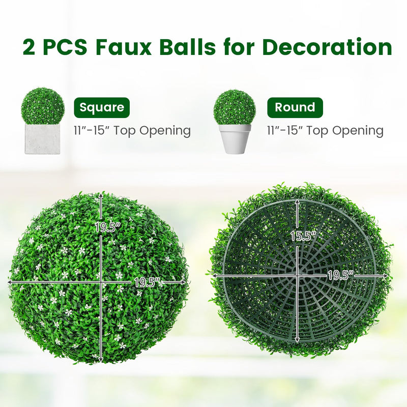 Load image into Gallery viewer, Goplus 2 PCS 19.5 Inch Artificial Plant Topiary Ball, Round Holly Faux Boxwood Balls
