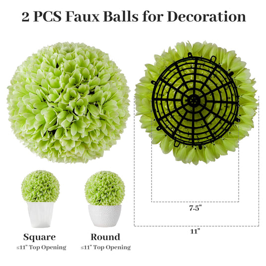 Goplus 11 Inch Topiary Balls Artificial Outdoor Set of 2, Faux Boxwood Ball, Fake Plant Sphere