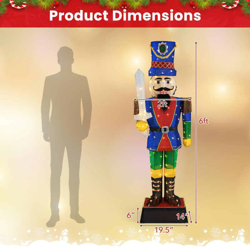 Load image into Gallery viewer, Goplus 6 FT Lighted Nutcracker with Sword, Life-Size Soldier Christmas Decoration with 110 LED Lights
