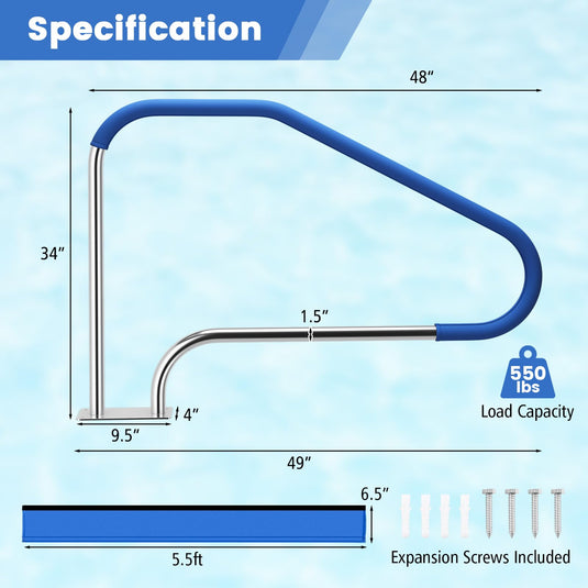 Pool Hand Rail, Easy Mount Hand Grab Rail