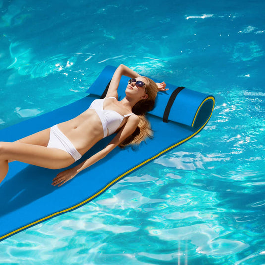 Floating Water Pad Mat, with Rolling Pillow Design