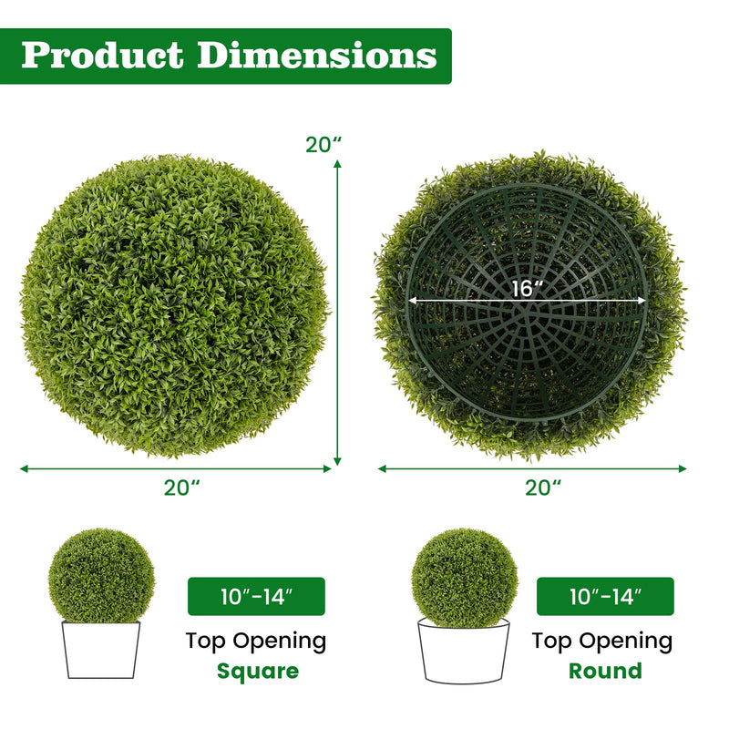 Load image into Gallery viewer, Goplus 2 PCS 20 Inch Artificial Plant Topiary Ball, Round Faux Boxwood Balls Outdoor with Sun-Protective PE Leaves
